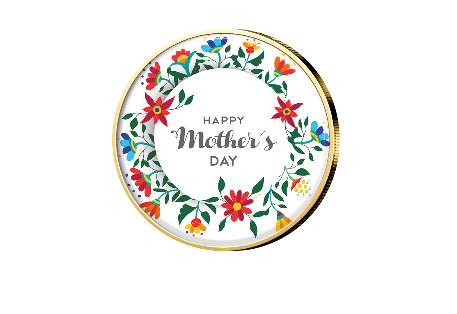 2 Euro mit Farbmotiv Muttertag Vergoldet