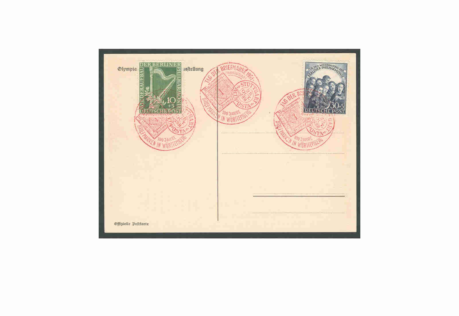 Berlin MiNr.: 72-73 gestempelt auf Postkarte mit rotem SST