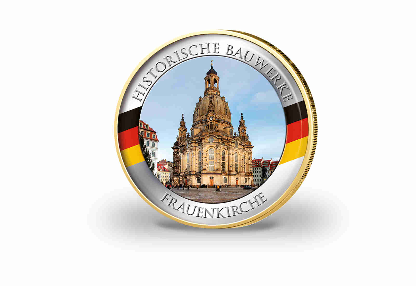 2 Euro vergoldet Frauenkirche mit Farbmotiv