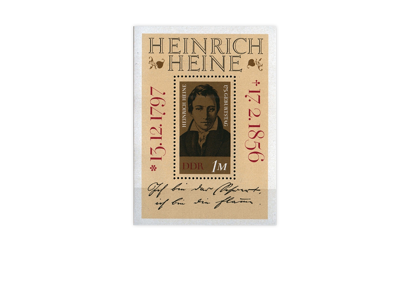DDR Block 37 175. Geburtstag Heinrich Heine gestempelt