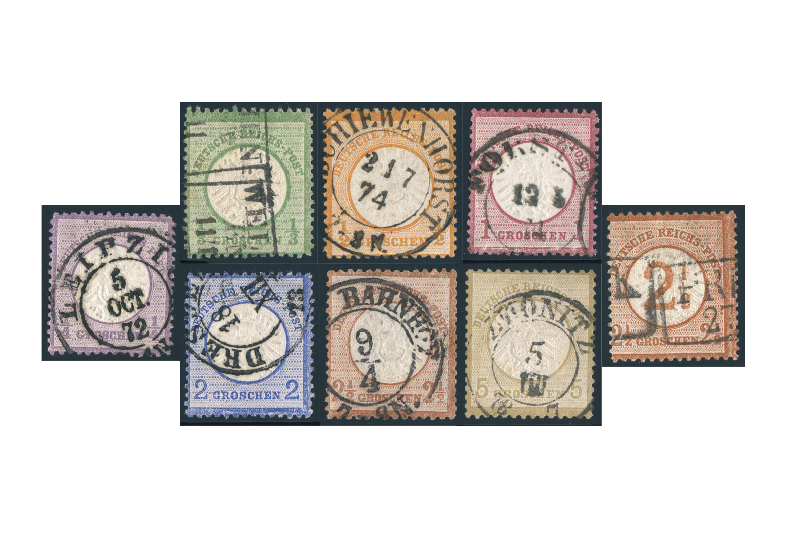 Briefmarke Brustschild 16-22 und 29 gest.