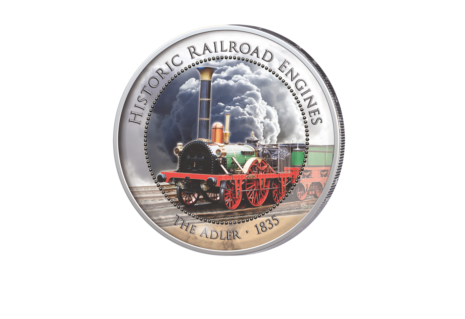2 Euro Historische Eisenbahnen Adler 1835 mit Farbapplikation