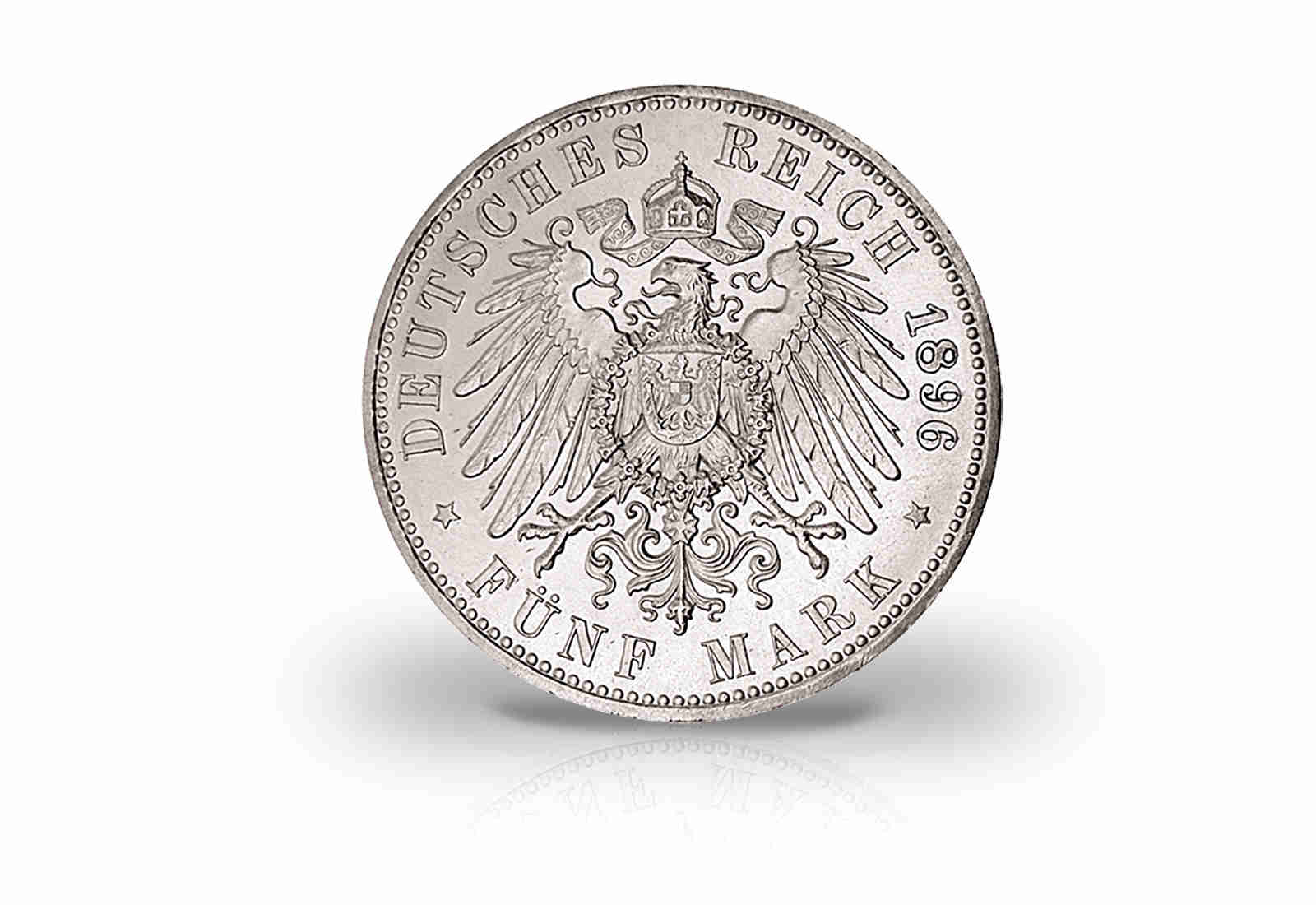 Anhalt 5 Mark Silbermünze 1896 Friedrich I Regierungsjubiläum