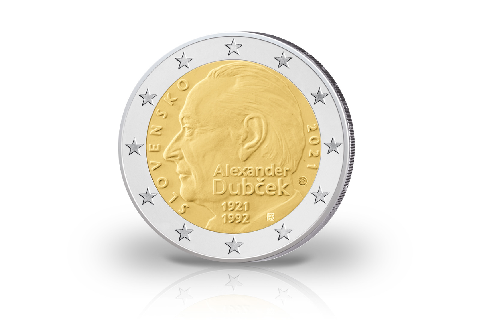 2 Euro 2021 Slowakei 100. Geburtstag von Alexander Dubcek