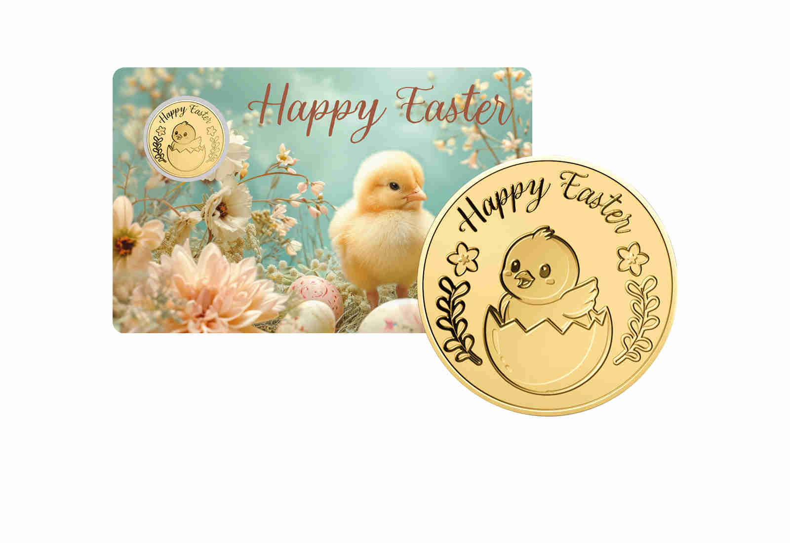 Goldmünze "Easter Chick" 999/1000 Gold in Coincard