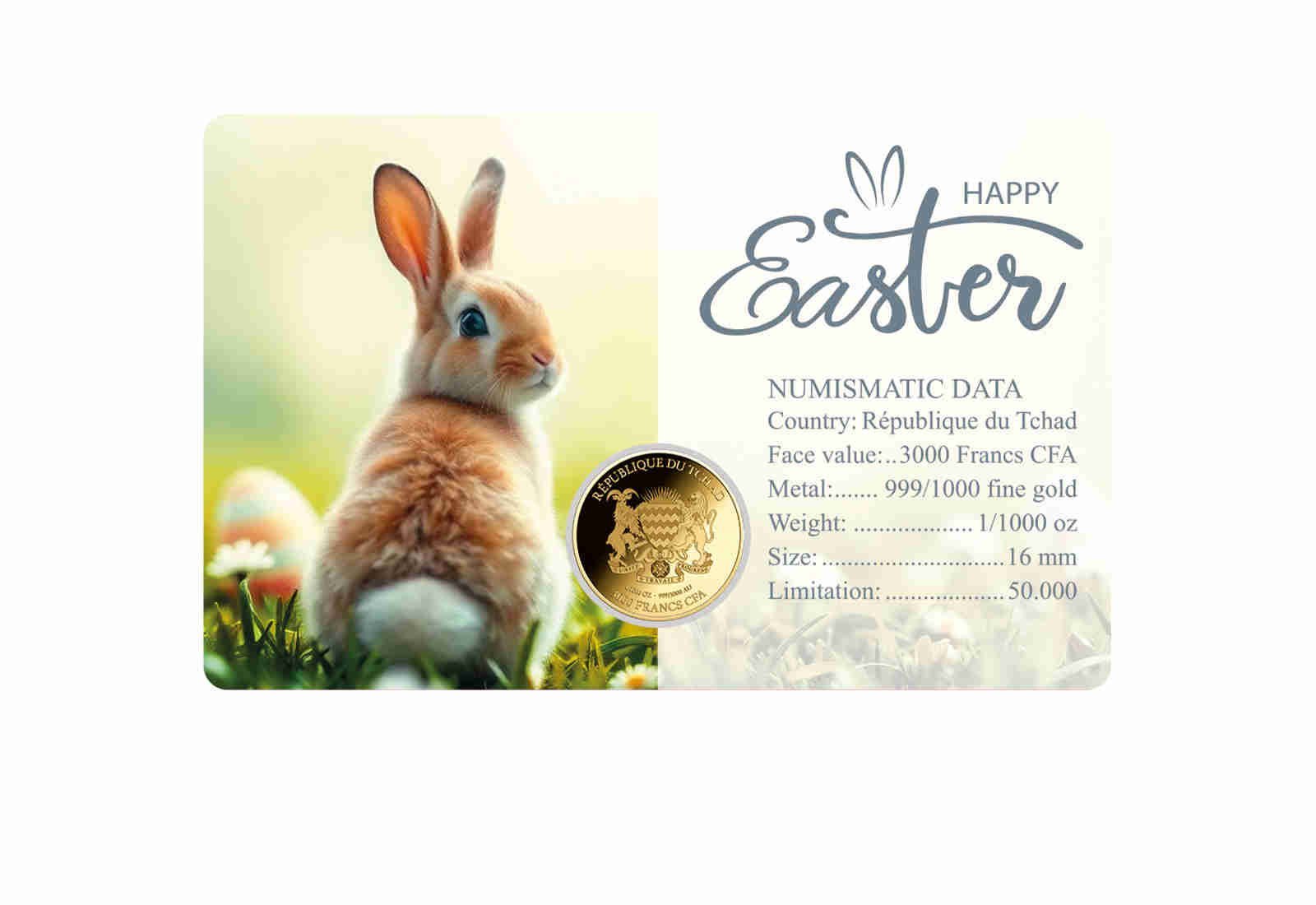 Coincard Happy Easter 999/1000 GoldGeschenk Ostern