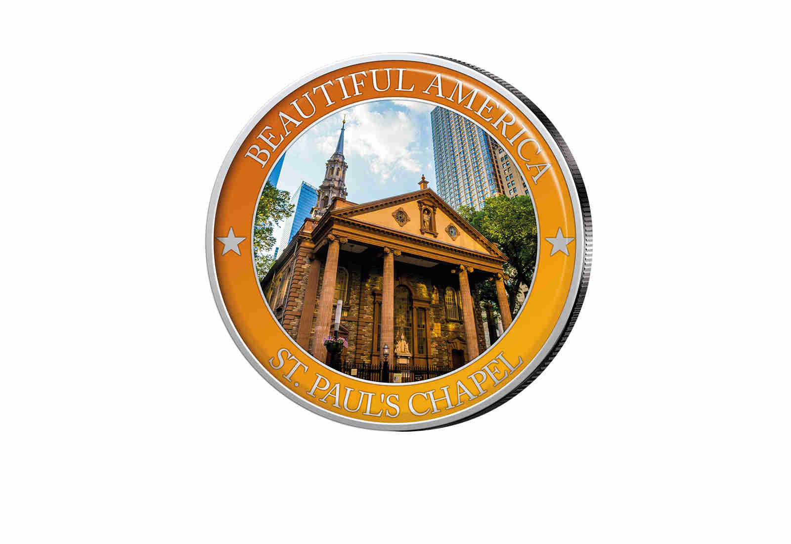 1/2 Dollar USA St. Paul's Chapel - Serie Beautiful America mit Farbapplikation