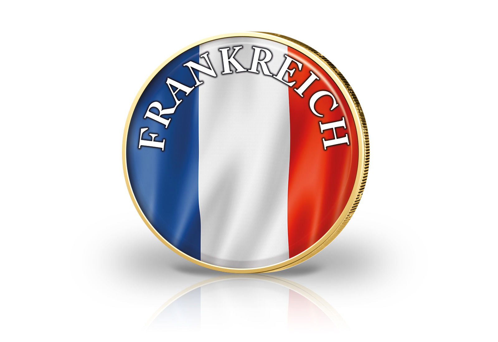 2 Euro vergoldet Frankreich Flagge mit Farbapplikation