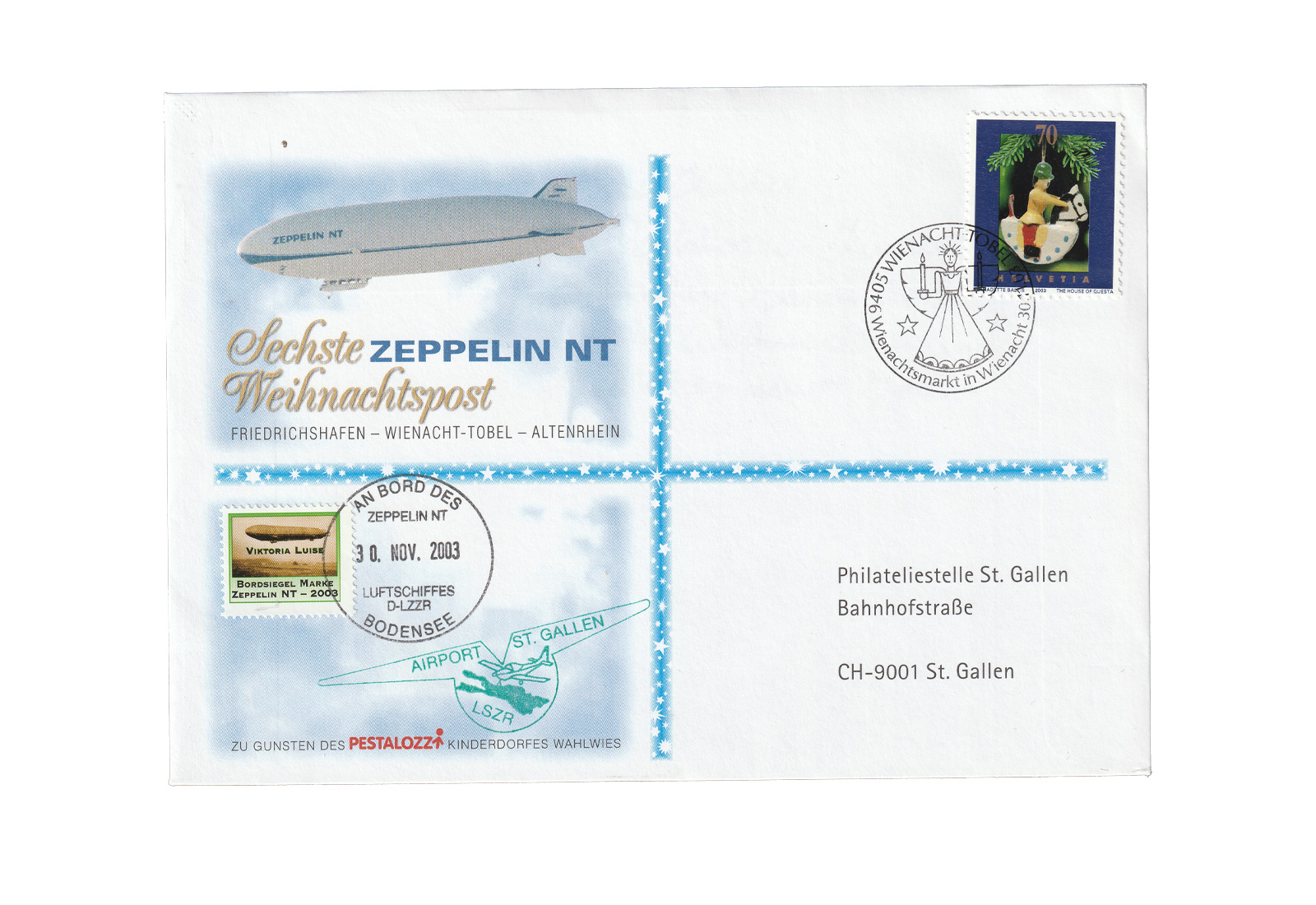 Zeppelin Beleg 2003 Sechste Weihnachtspost an Bord des Zeppelin