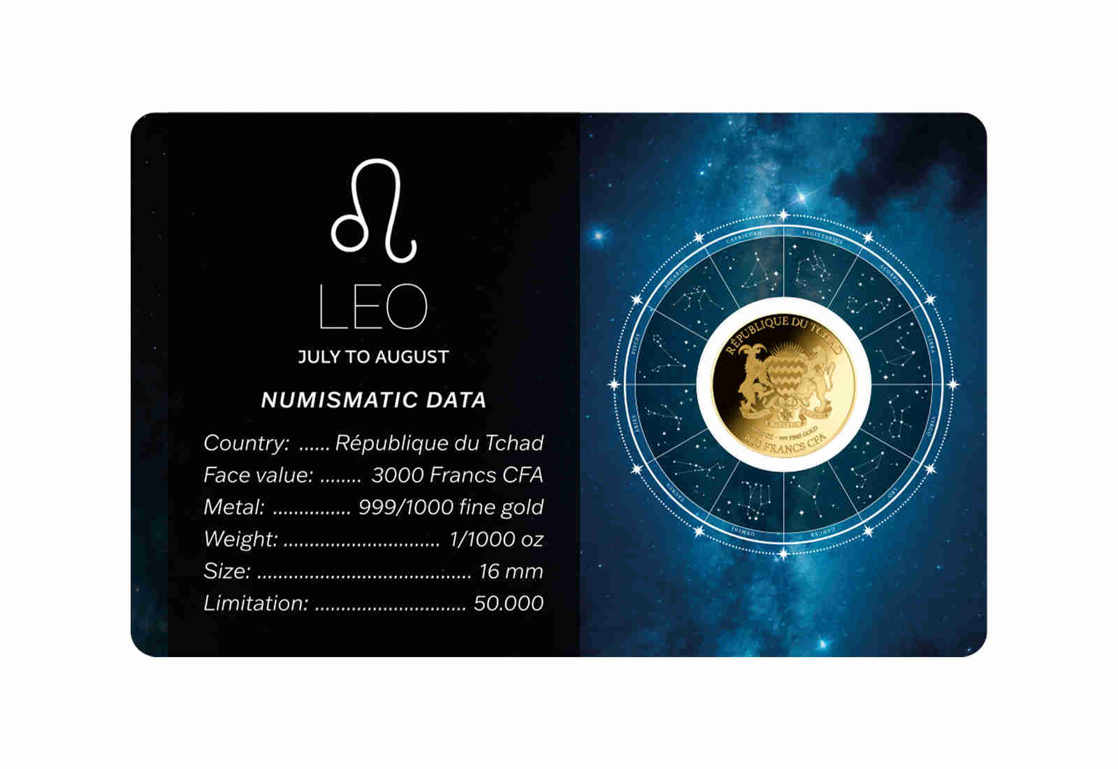 Goldmünze Sternzeichen Löwe Coincard 999/1000 Gold Geschenk