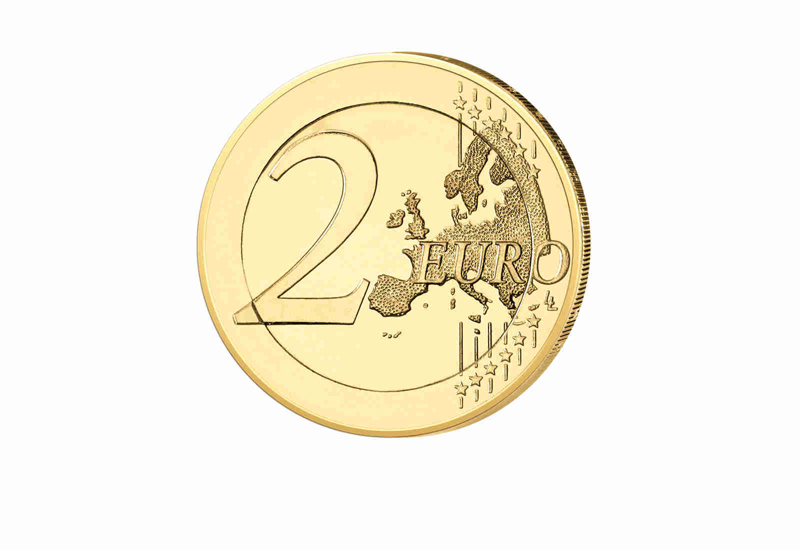 2 Euro vergoldet mit Farbmotiv Weihnachten