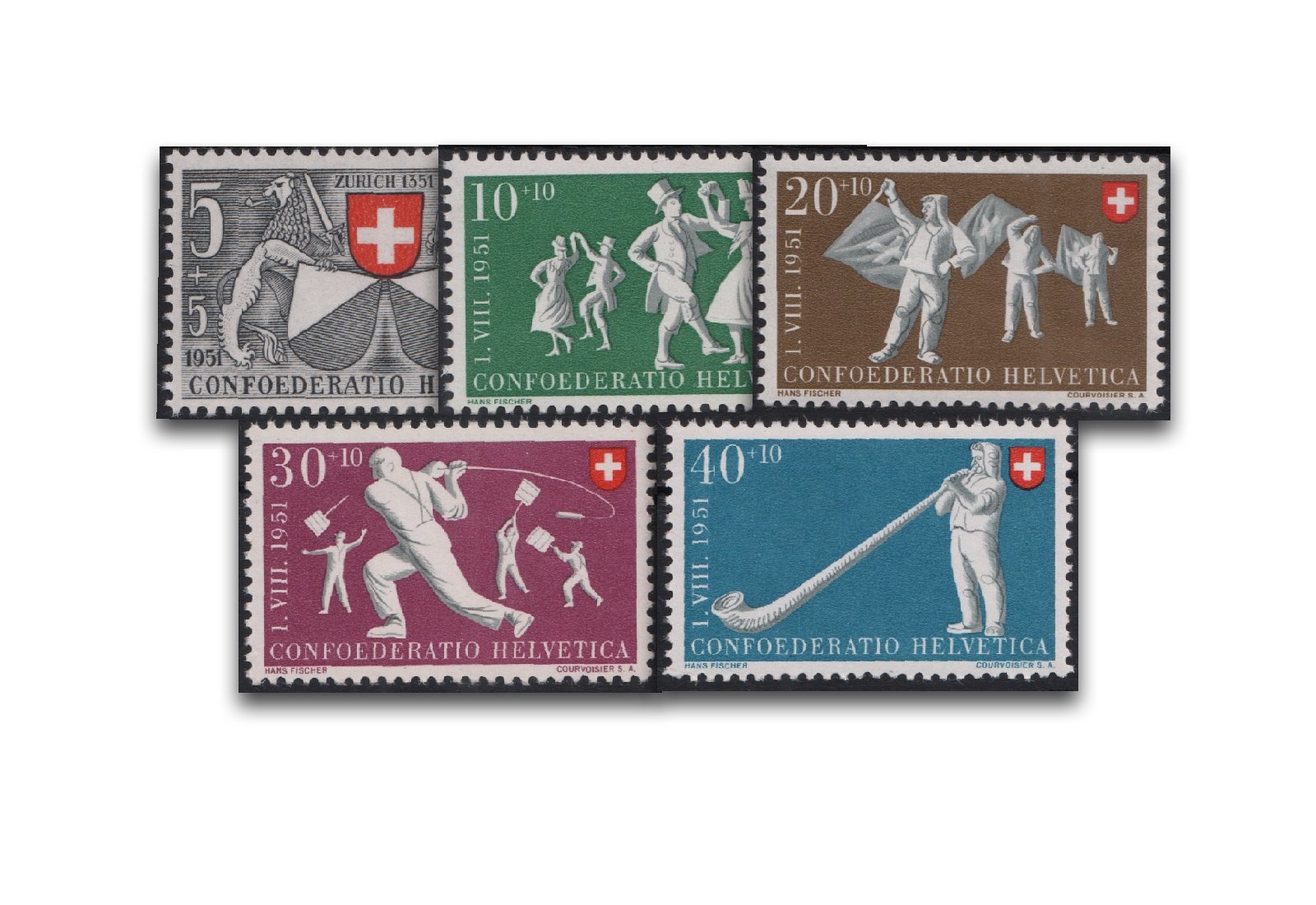 Schweiz Mi.Nr. 555/559 postfrisch Pro Patria 1951