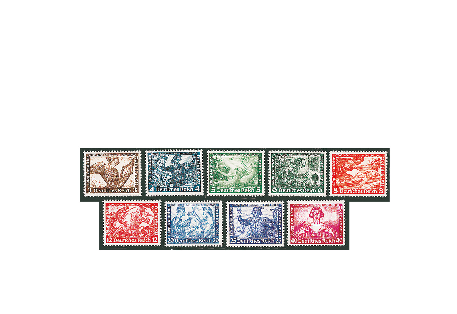 Deutsches Reich Mi.Nr. 499/507 Wagner mit Falz