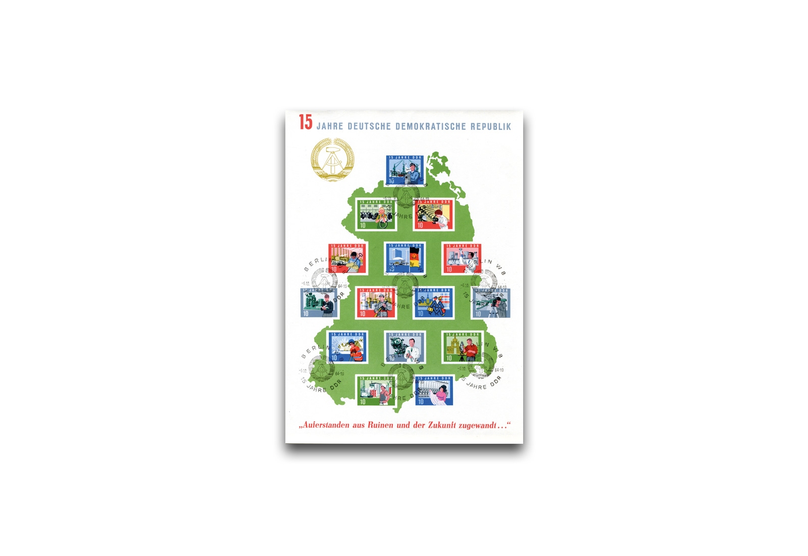 DDR Block 19 SST 15 Jahre DDR 1964