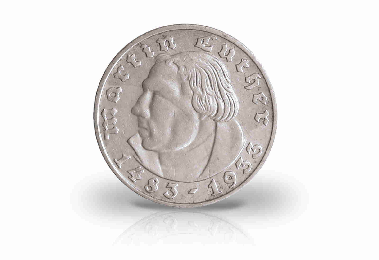 5 Reichsmark 1933 Drittes Reich Martin Luther Prägestätte F Jaeger-Nr. 353