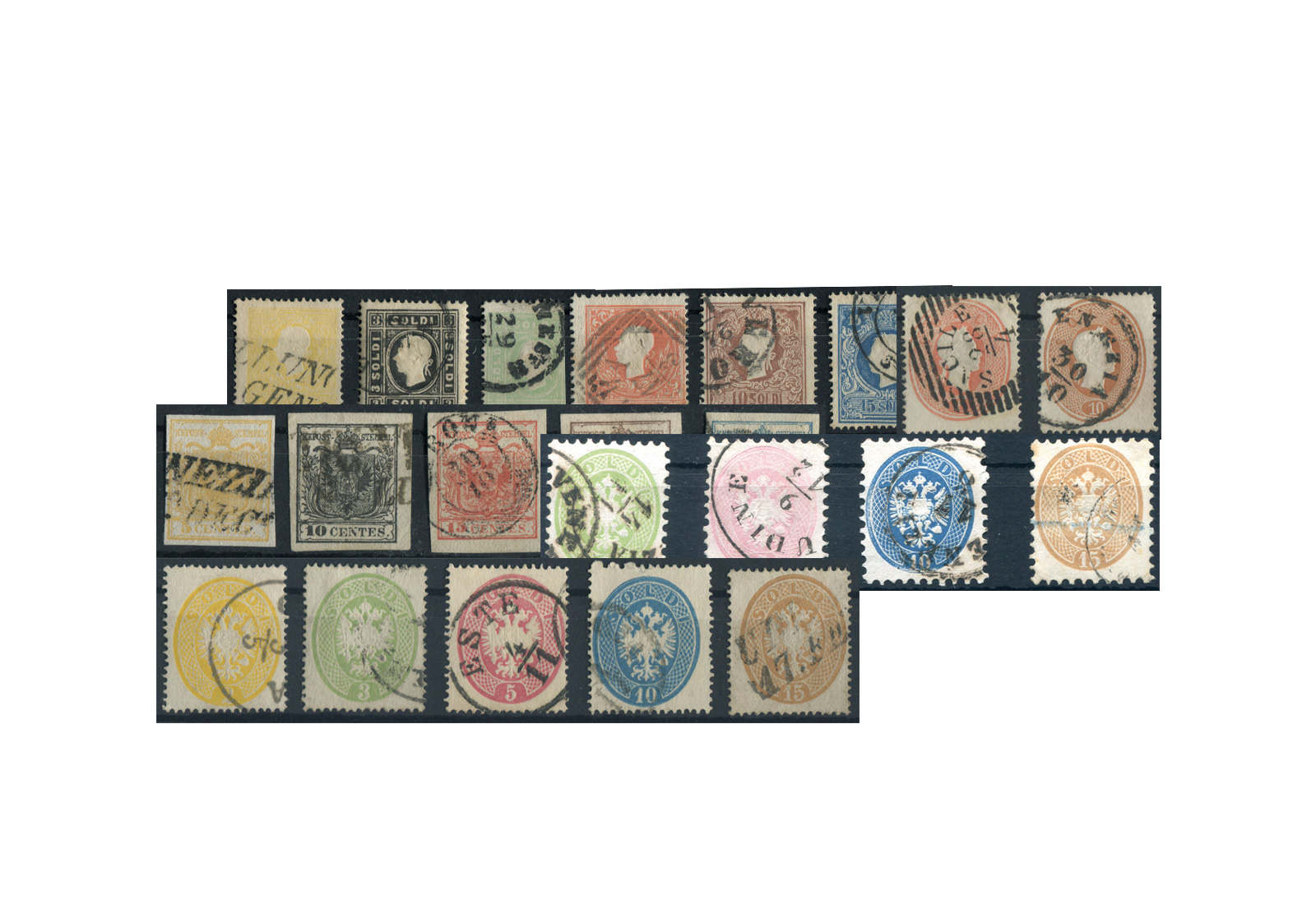 Österreich Lombardei/Venetien Michel-Nr. 1/23 ohne Michel-Nr. 19 gestempelt