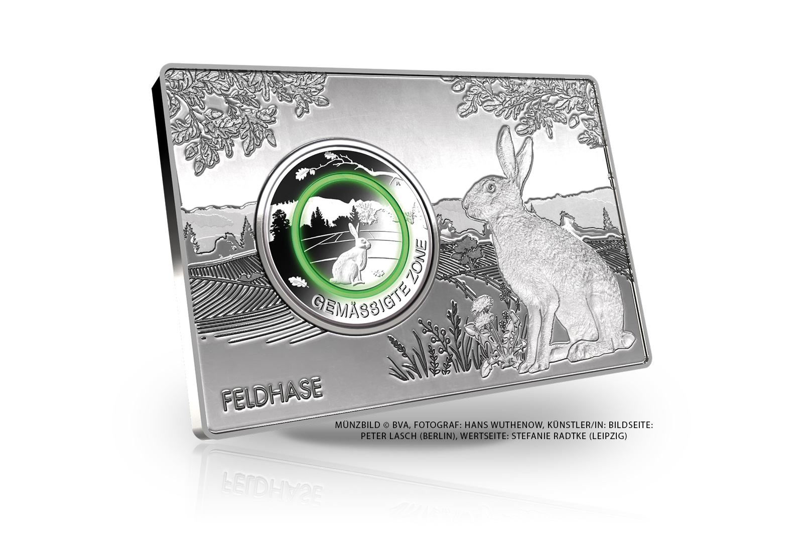 5 Euro 2019 Deutschland Gemäßigte Zone eingefasst in einem Barren Prägestätte F