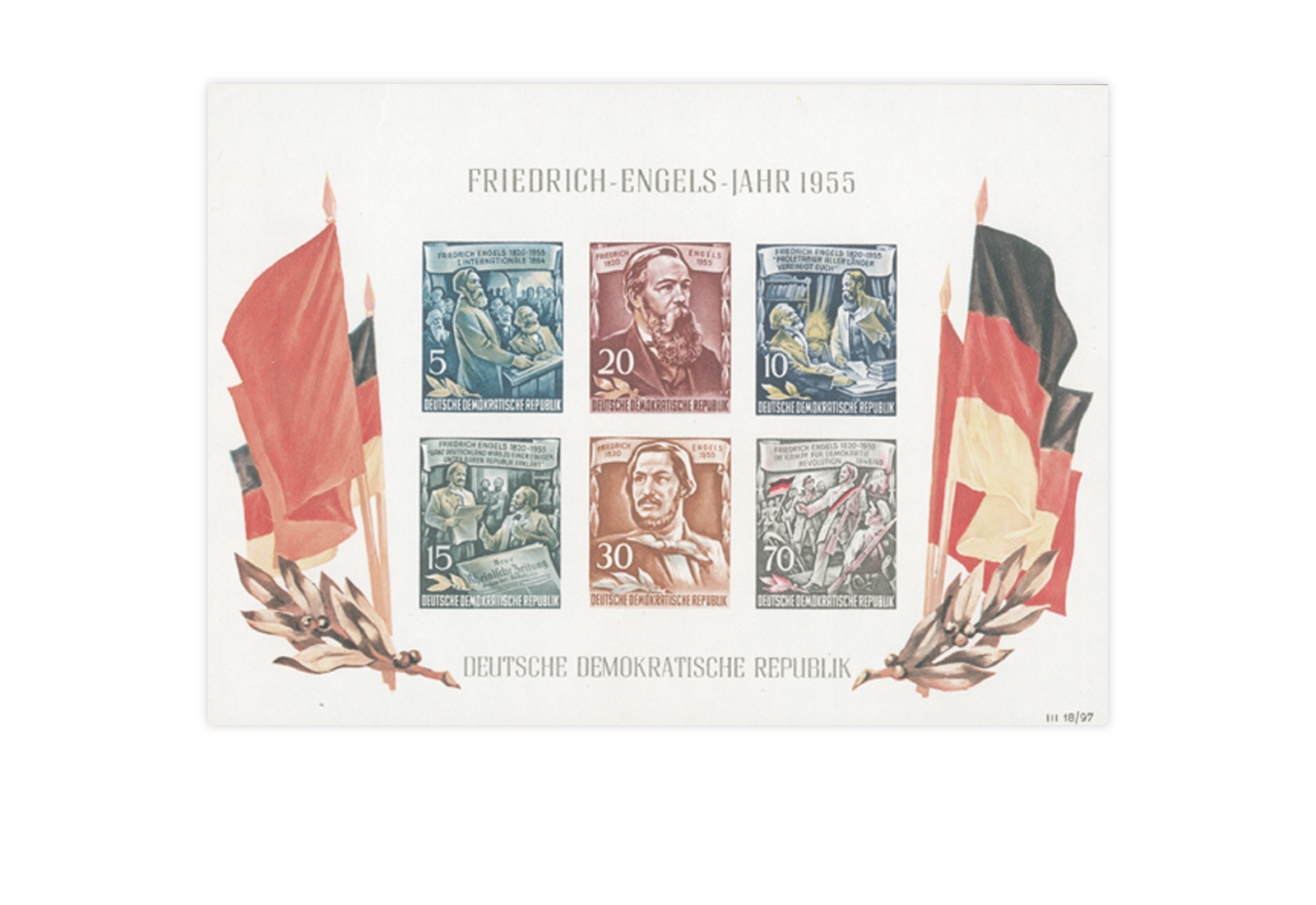 DDR Block 13 postfrisch Friedrich-Engels-Jahr 1955
