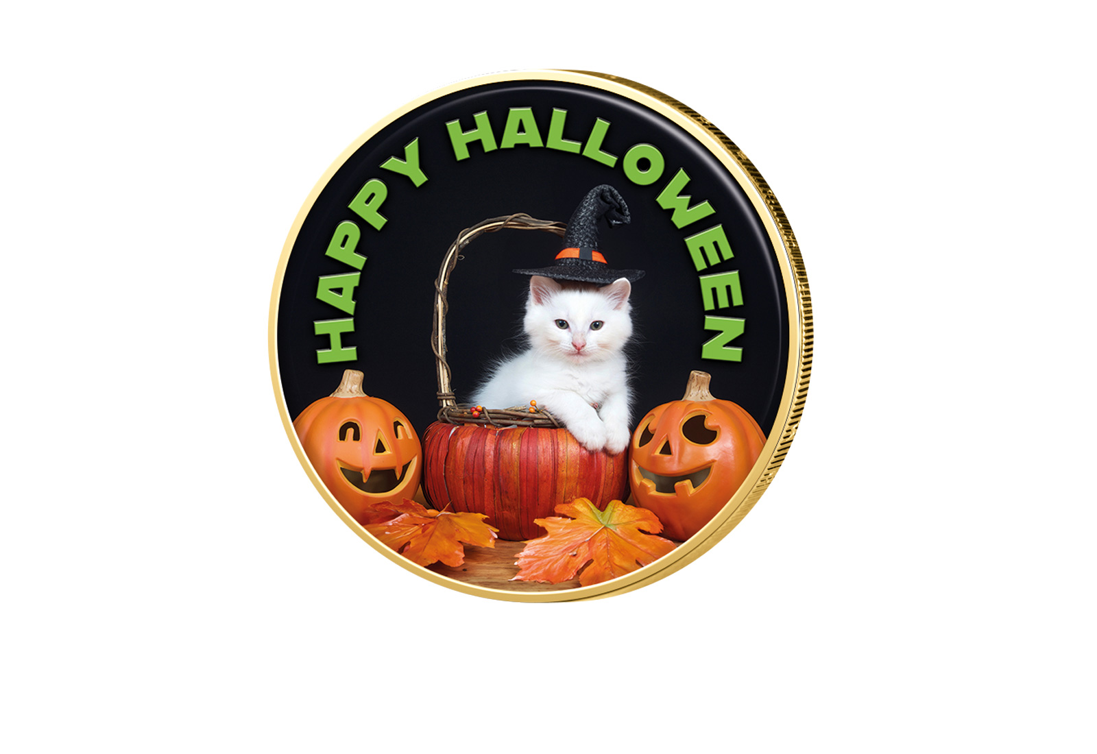 2 Euro vergoldet Halloween mit Farbmotiv