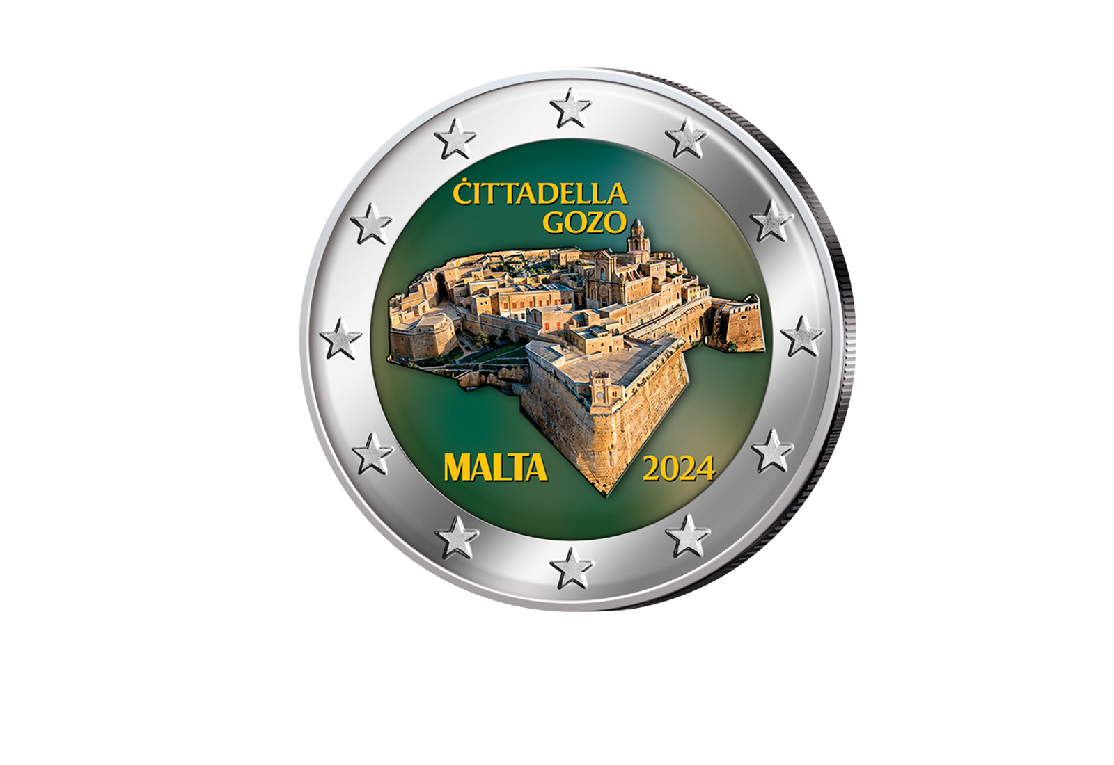 2 Euro 2024 Malta Cittadella Gozo st mit Farbmotiv