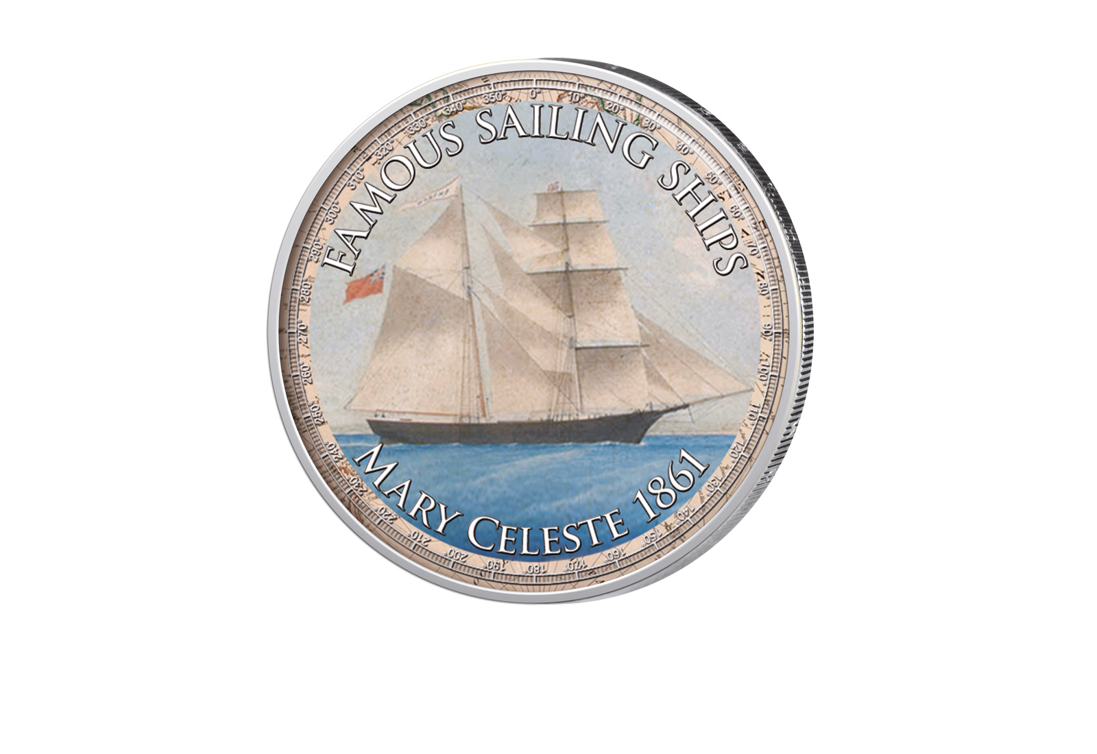 2 Euro mit Farbapplikation Mary Celeste 1861 Berühmte Segelschiffe