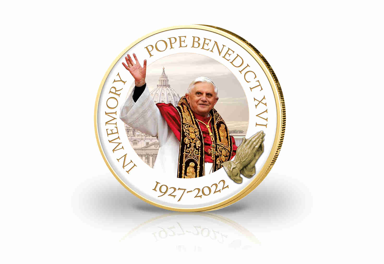 2 Euro vergoldet Gedenken an Papst Benedikt XVI mit Farbmotiv
