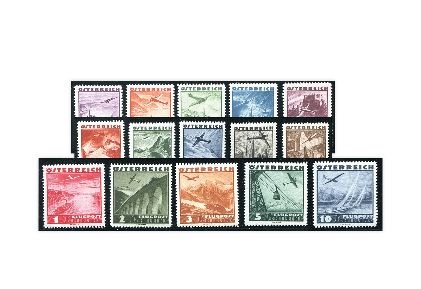 1. Republik Österreich Flugpost 1935 Mi.Nr. 598/612 postfrisch