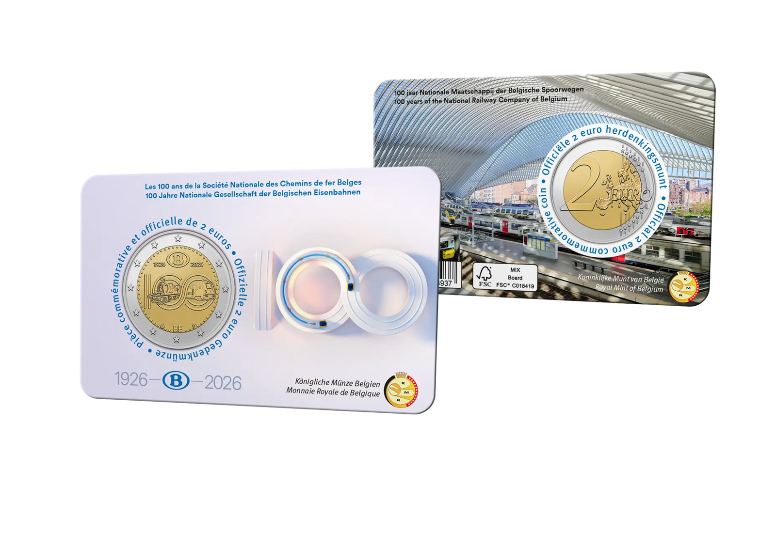 2 Euro 2026 Belgien 100 Jahre belgische Staatsbahnen SNCB in Coincard u. Wahl