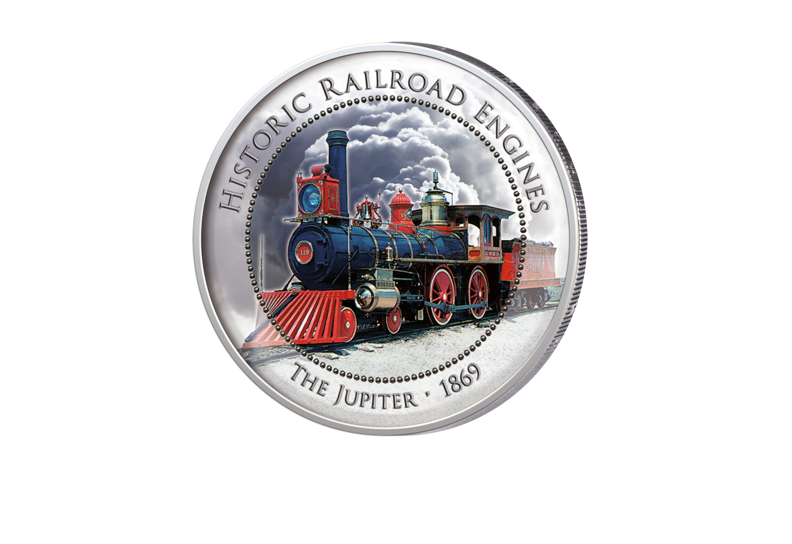 2 Euro Historische Eisenbahnen Jupiter 1869 mit Farbapplikation