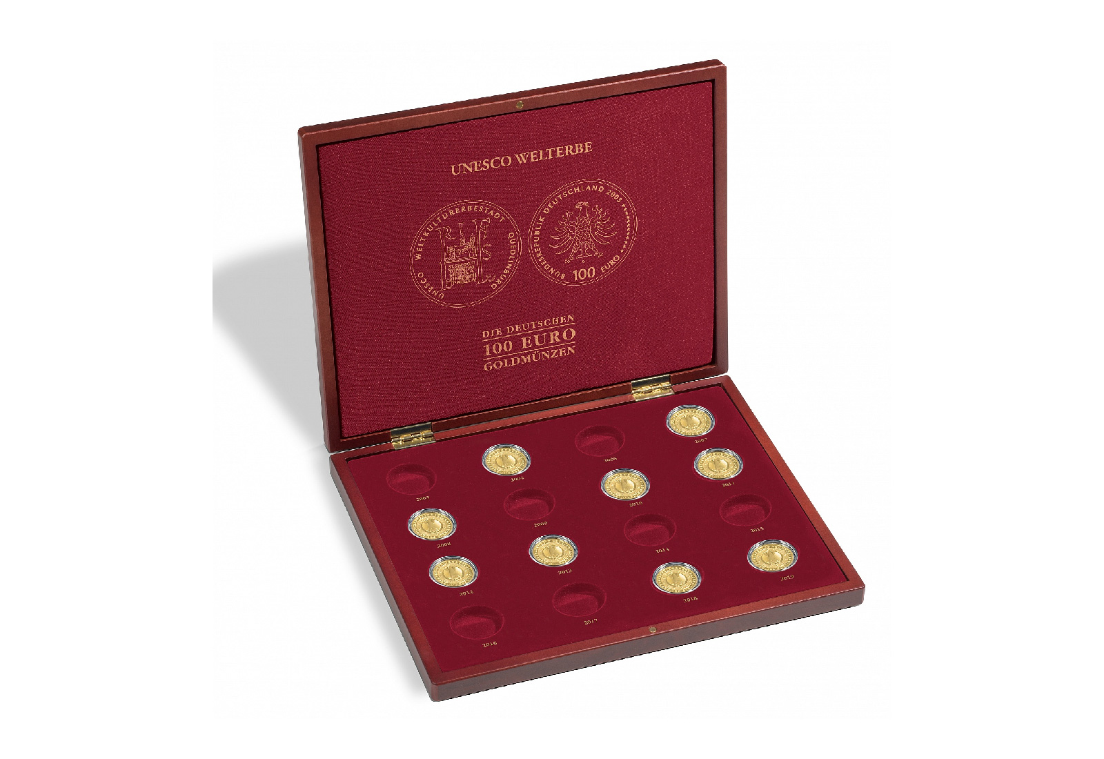Münzkassette aus Holz für 100 Euro Gold "UNESCO Welterbe"