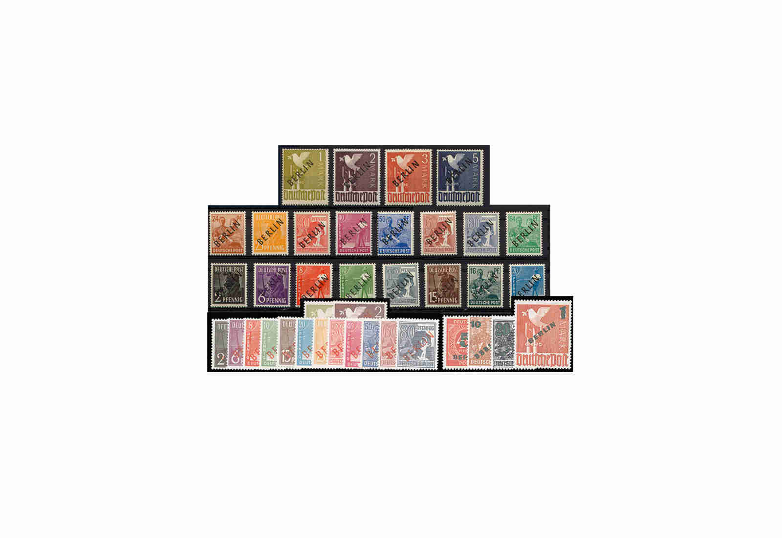 Berlin 1948 bis 1949 Aufdruckserien im Set geprüft gestempelt