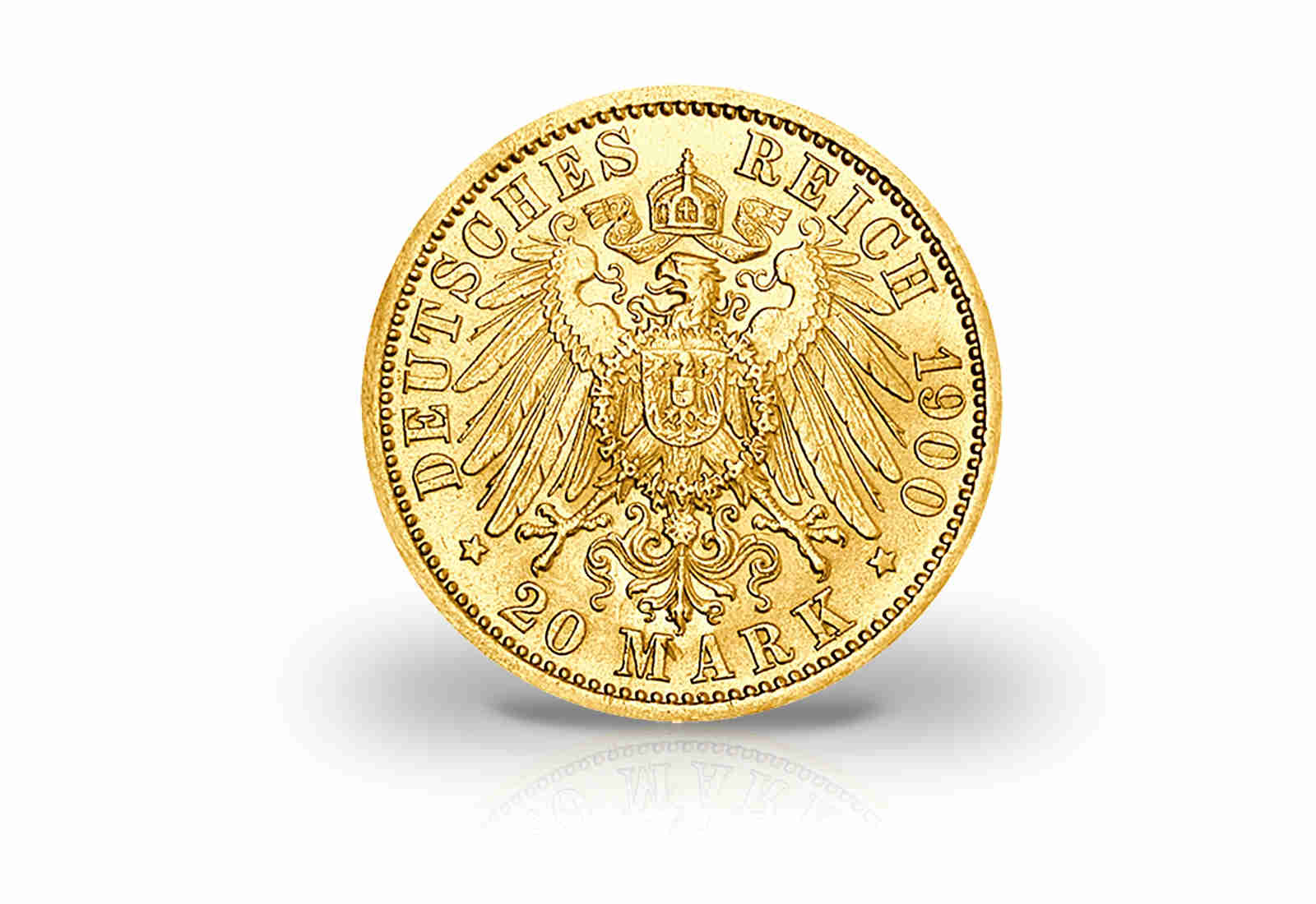 20 Mark Goldmünze 1894-1914 Deutsches Kaiserreich Württemberg König Wilhelm II. Jaeger-Nr. 296