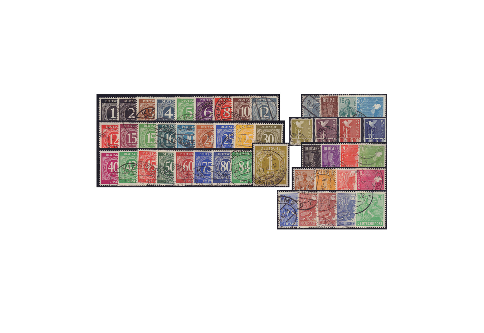 Allierte Besatzung Kontrollrat I und II 1946 Michel Nr. 911/937 und 943/962 gestempelt