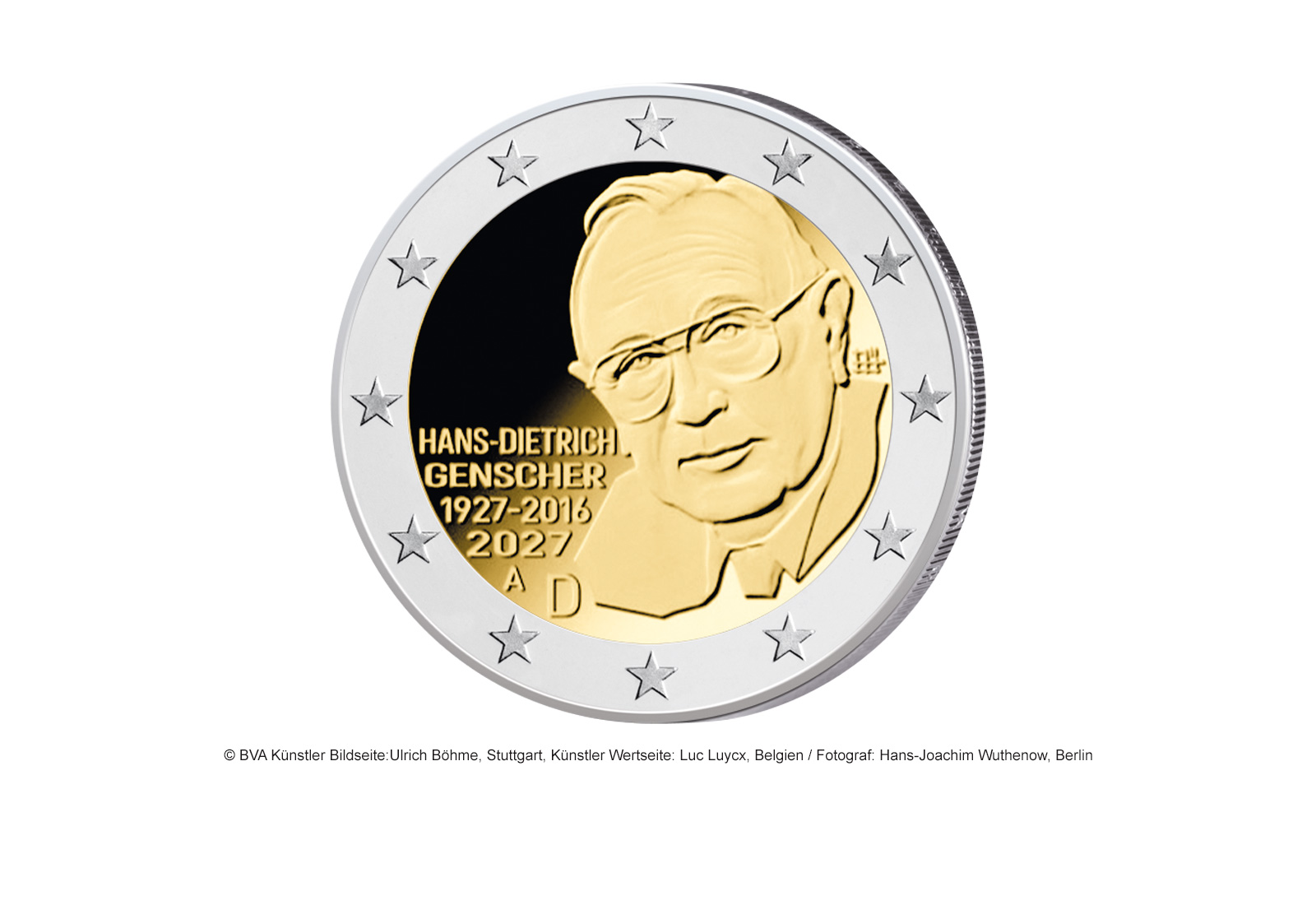 2 Euro 2027 Deutschland Hans-Dietrich Genscher Prägestätte A-J - Tauschpreis