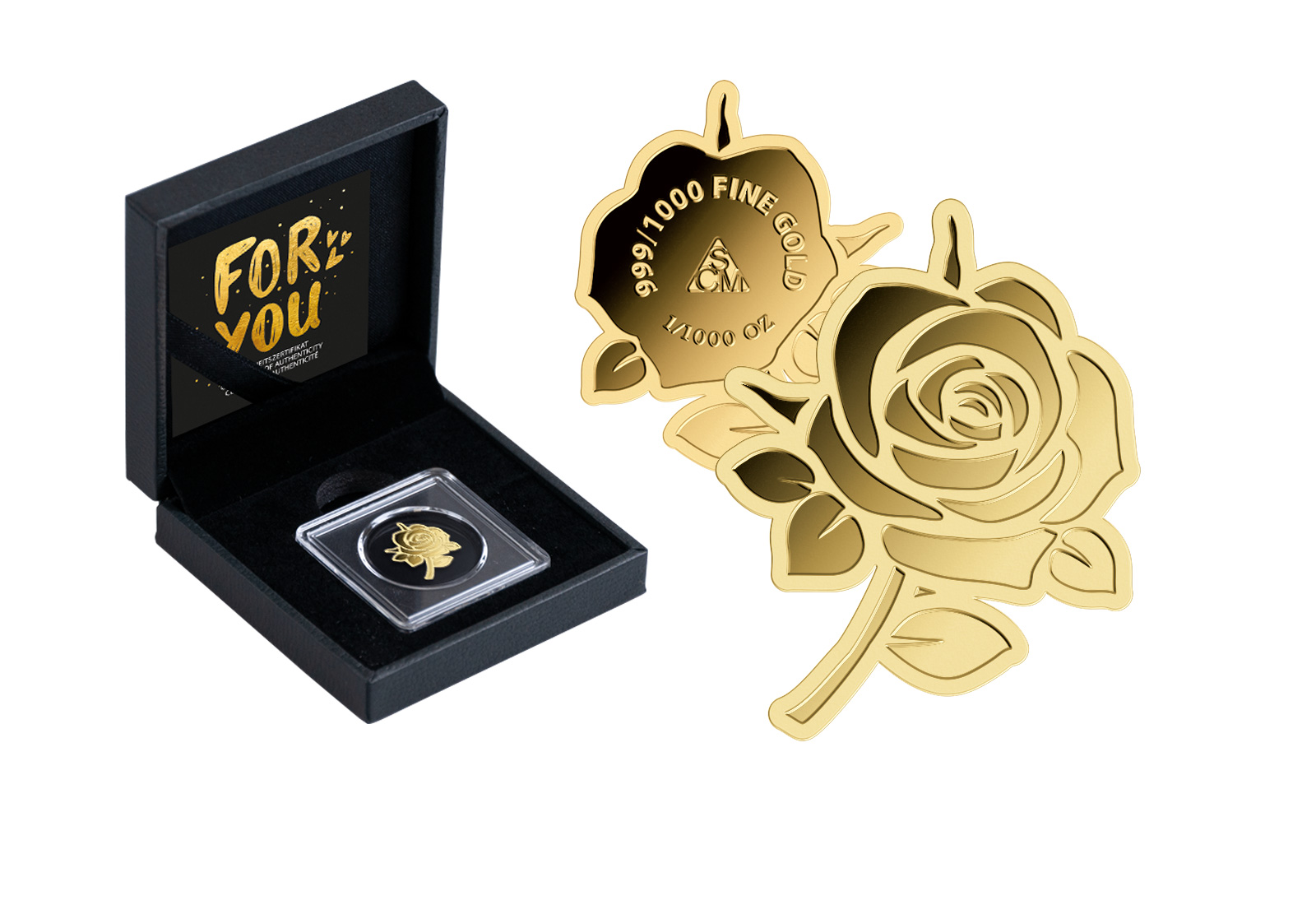 Goldausgabe Motiv "Rose" 999/1000 Gold
