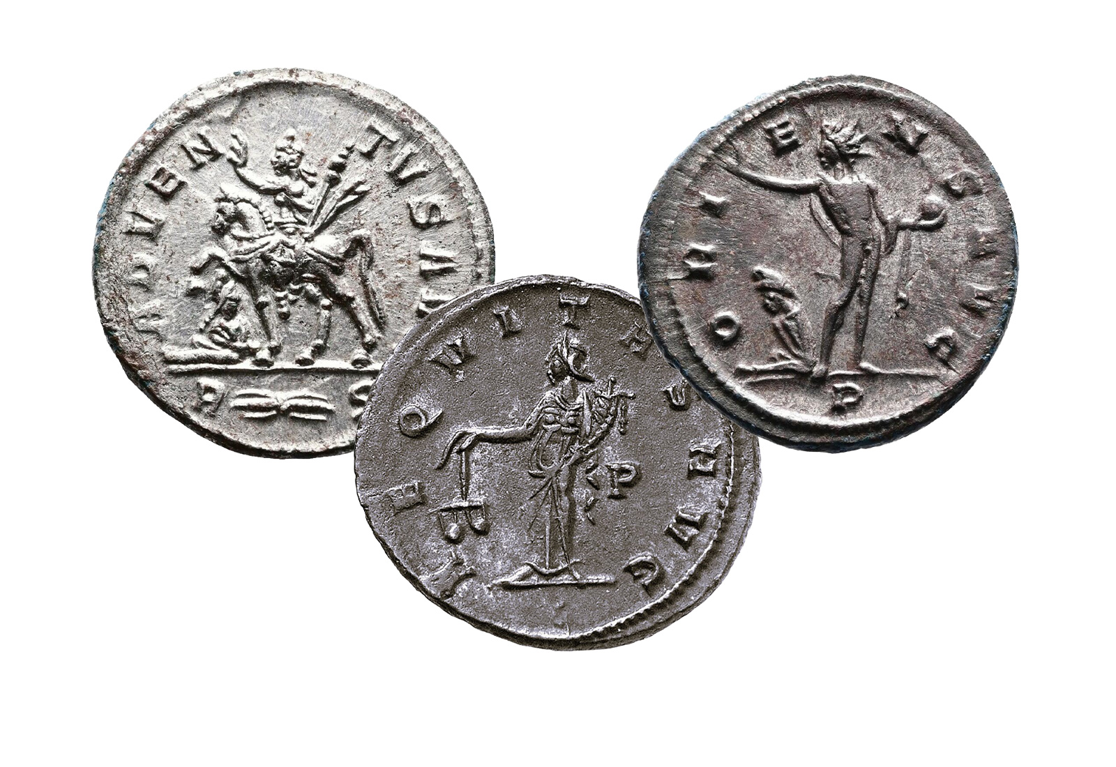 3er Set Antike Münzen Antoninian Aurelianus,Tacitus& Probus im Etui mit Zertifikat