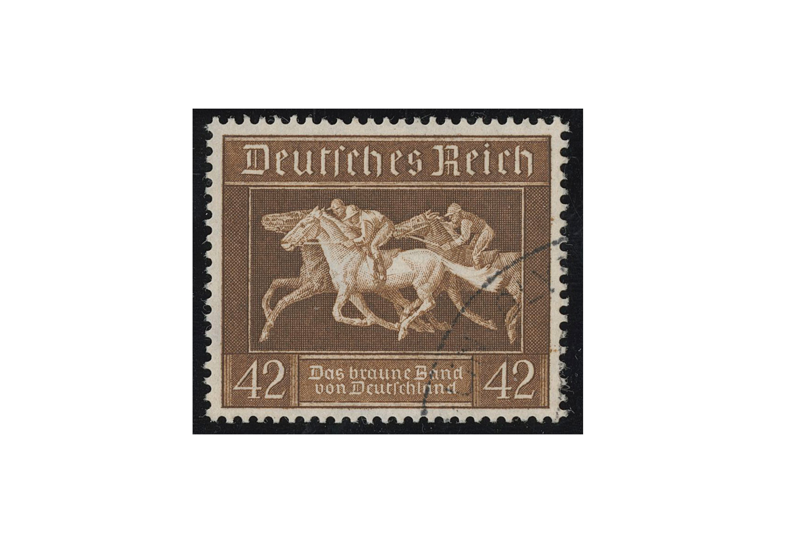 Briefmarke Deutsches Reich Braunes Band 1936 Blockeinzelmarke aus Block 4 Michel-Nr. 621 gestempelt