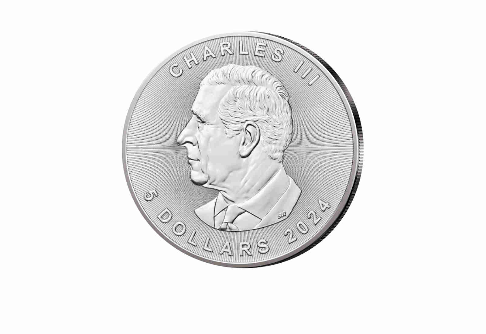 Maple Leaf 1 oz Silber Jahrgang unserer Wahl Kanada mit Farbmotiv Polarwolf