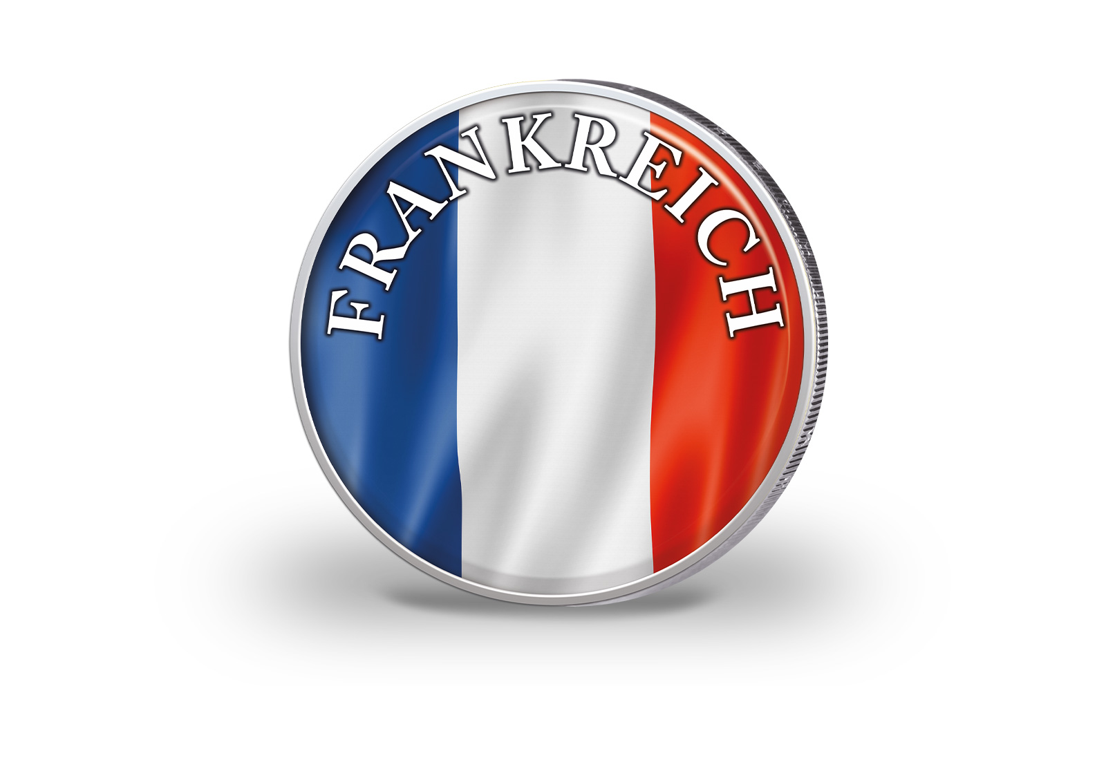 2 Euro vergoldet Frankreich Flagge mit Farbapplikation