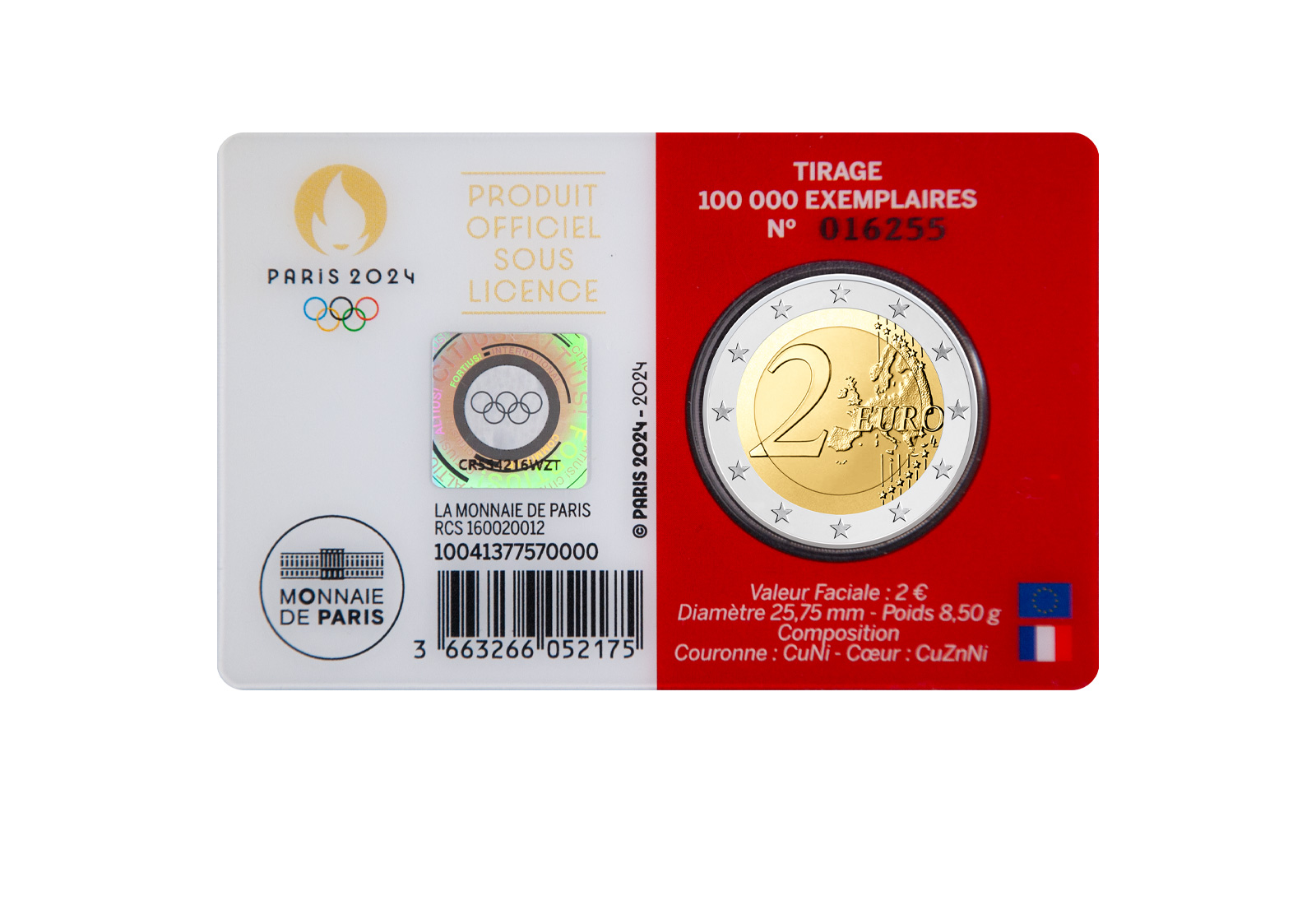 2 Euro 2024 Frankreich Herkules beim Ringkampf bfr.Coincard Rot