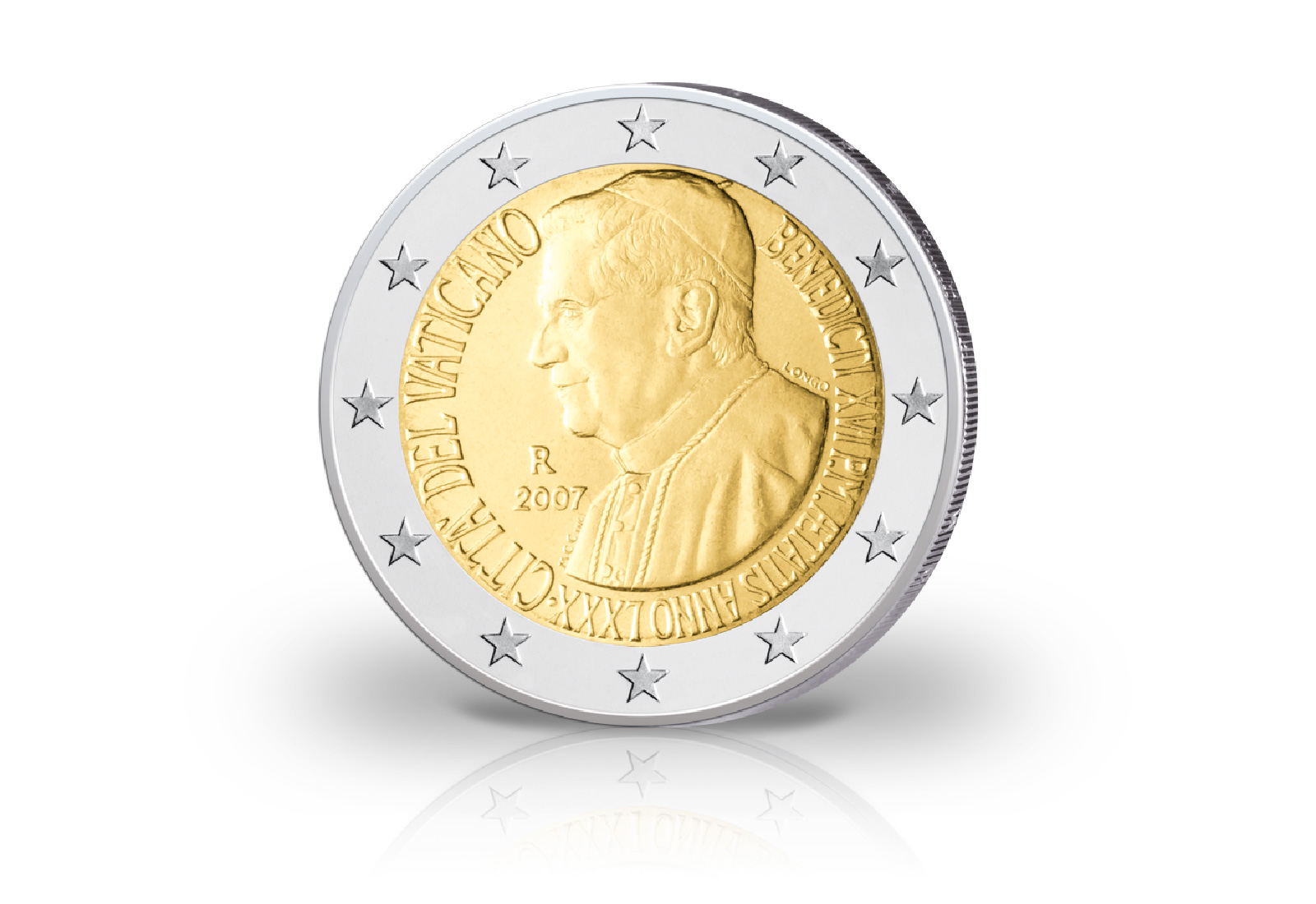 2 Euro 2007 Vatikan 80. Geburtstag Papst Benedikt st im Blister