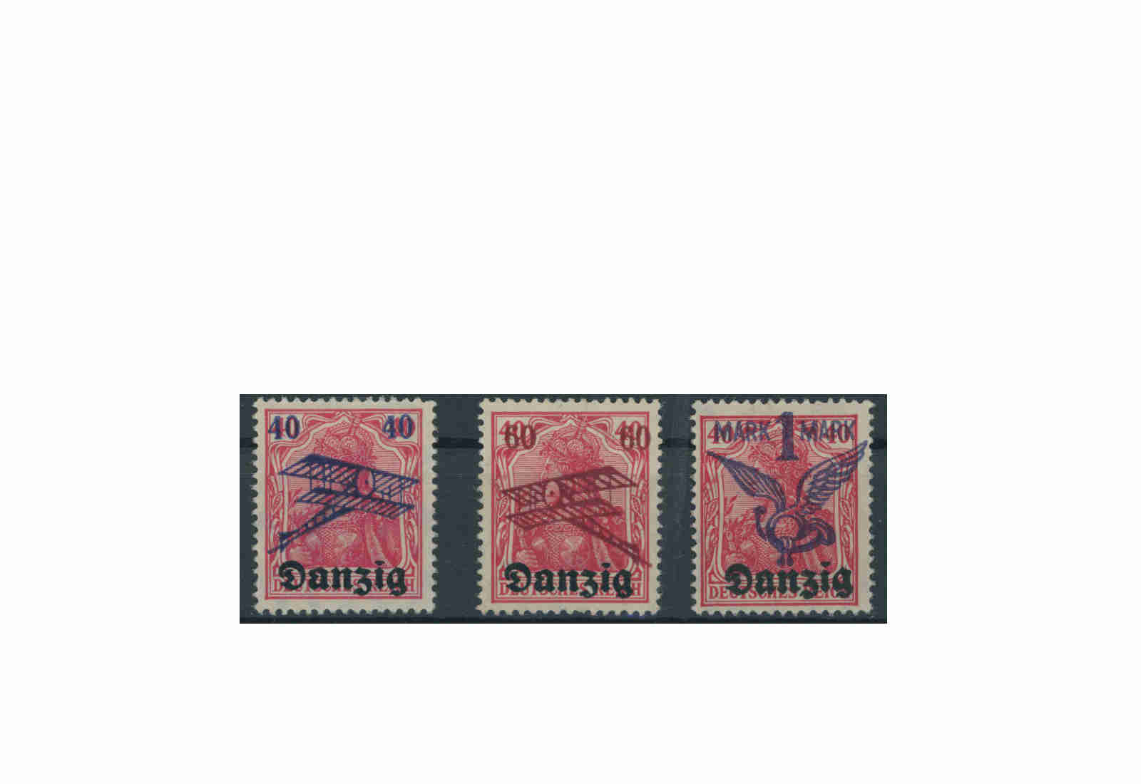 Briefmarke Deutsches Reich Freie Stadt Danzig Flugpostmarken 1920 Michel-Nr. 50/52 postfrisch