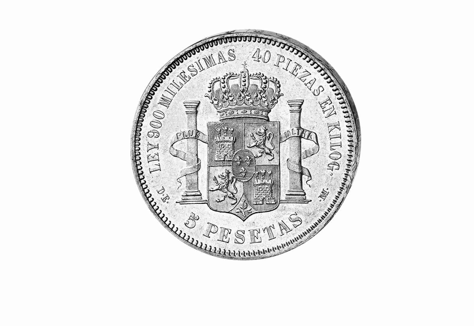 5 Pesetas Spanien 1875 - 1885 Alfononso XII.