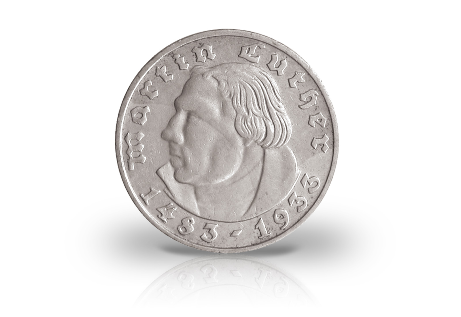 2 Reichsmark 1933 Drittes Reich Martin Luther Prägestätte F Jaeger-Nr. 352