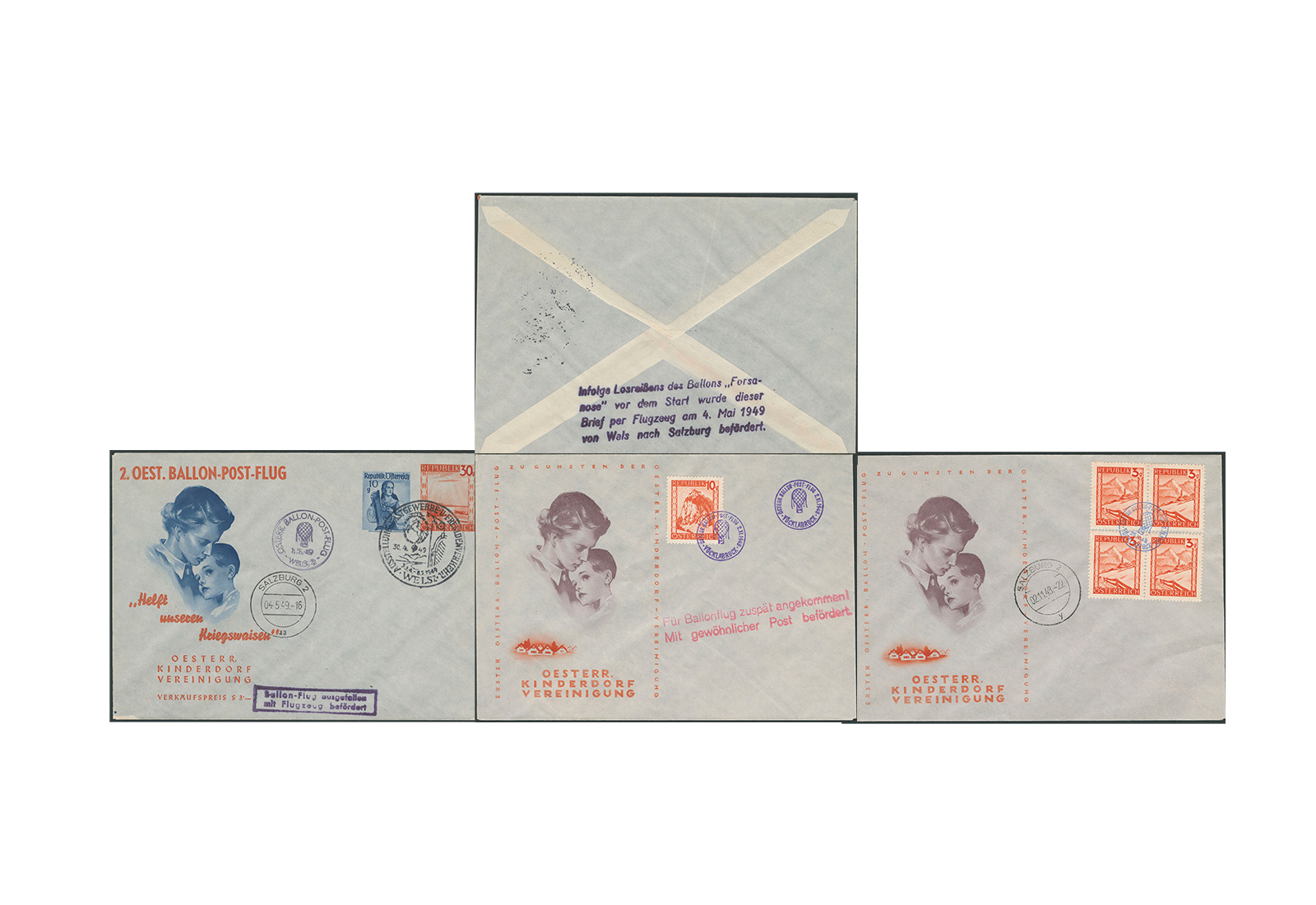 Briefmarken aus Österreich Ballon-Post-Flug 1948/49