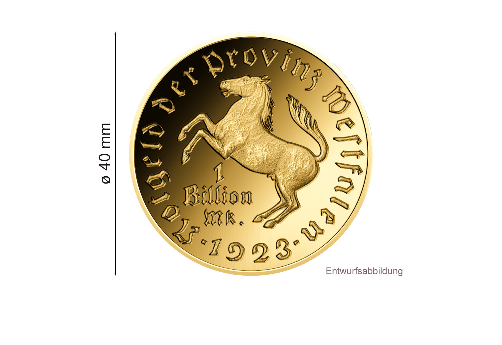 1 Billion Mark Karl vom Stein 1923 als Neuprägung aus 999/1000 Gold