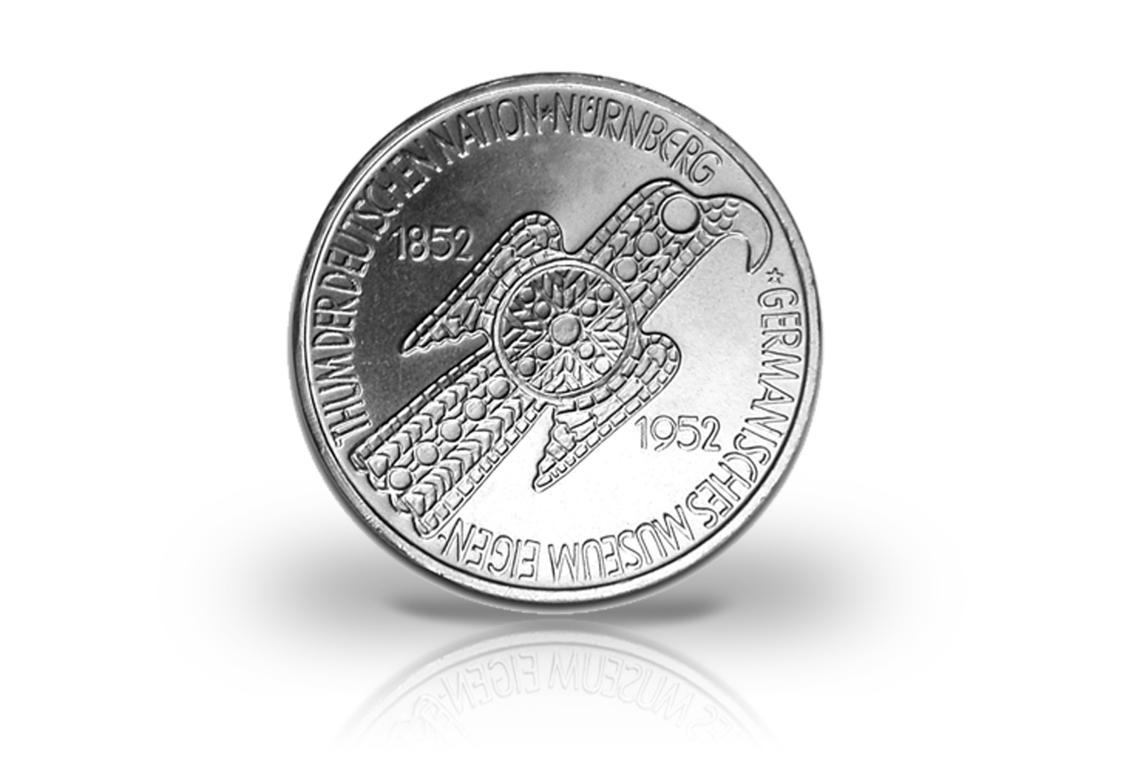 5 DM Silbermünze 1952 BRD Germanisches Museum PP Jaeger-Nr. 388
