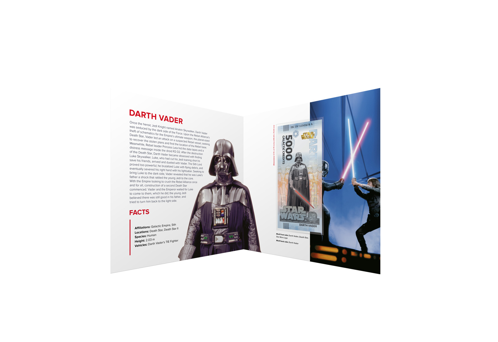 Souvenir 5.000 Galactic Credit Darth Vader in Klappkarte Star Wars Serie