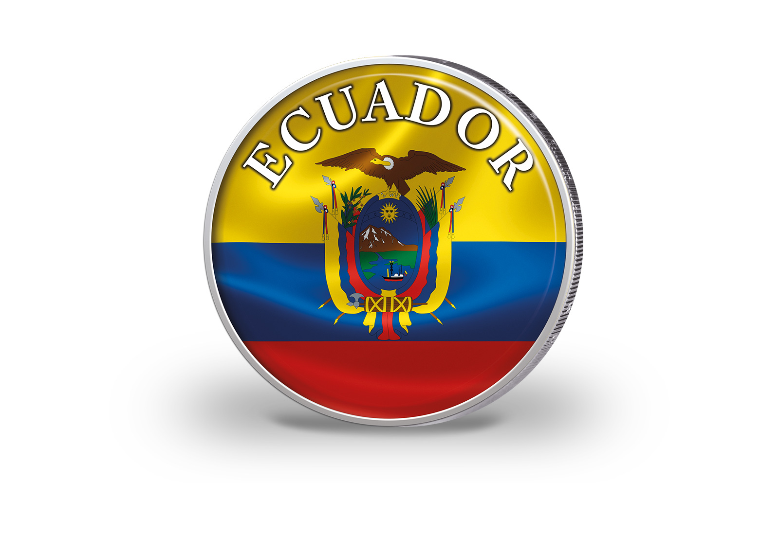 2 Euro vergoldet Ecuador Flagge mit Farbmotiv