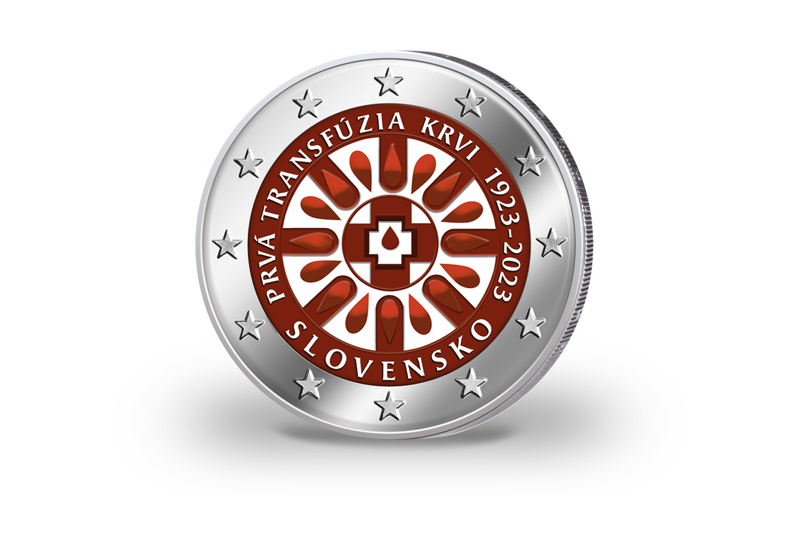 2 Euro 2023 Slowakei 100 Jahre Erste Bluttransfusion mit Farbmotiv